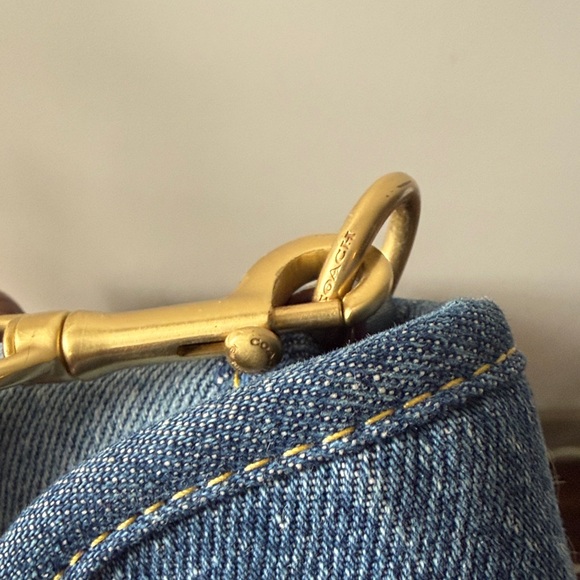 Coach Blue Denim Shoulder Bag with Gold Hardware